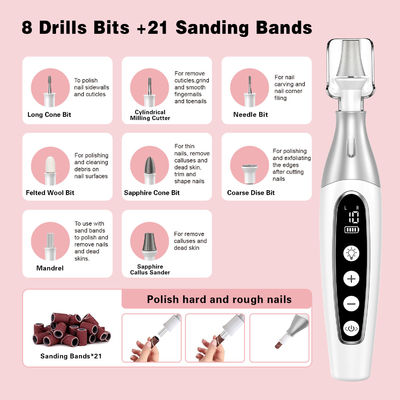 Portable Nail Grinder 10 level speed Low Noise USB Charging Pedicure Nail File Set Electric Nail Drill