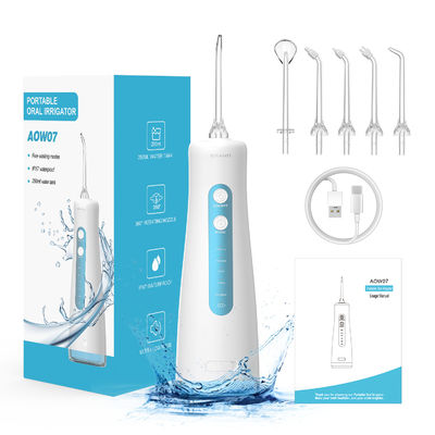 Rechargeable AOW07 Oral Water Flosser With 4 Nozzles 300ML Water Tank 1600 Times/Minute Pulsation